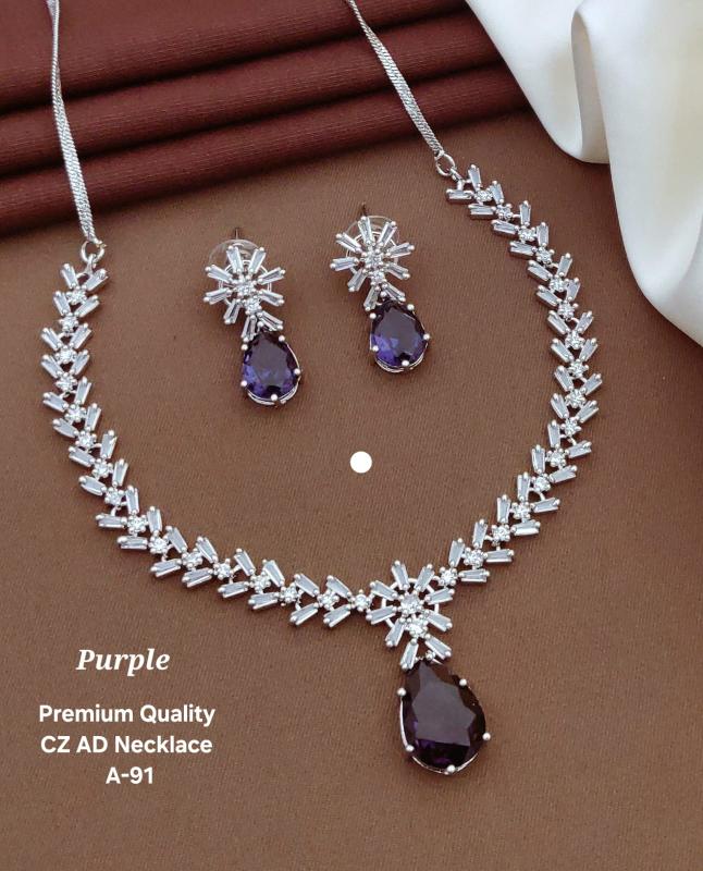 Premium quality cz ad necklace a 91 purple Cheap imitation jewellery in Kolkata